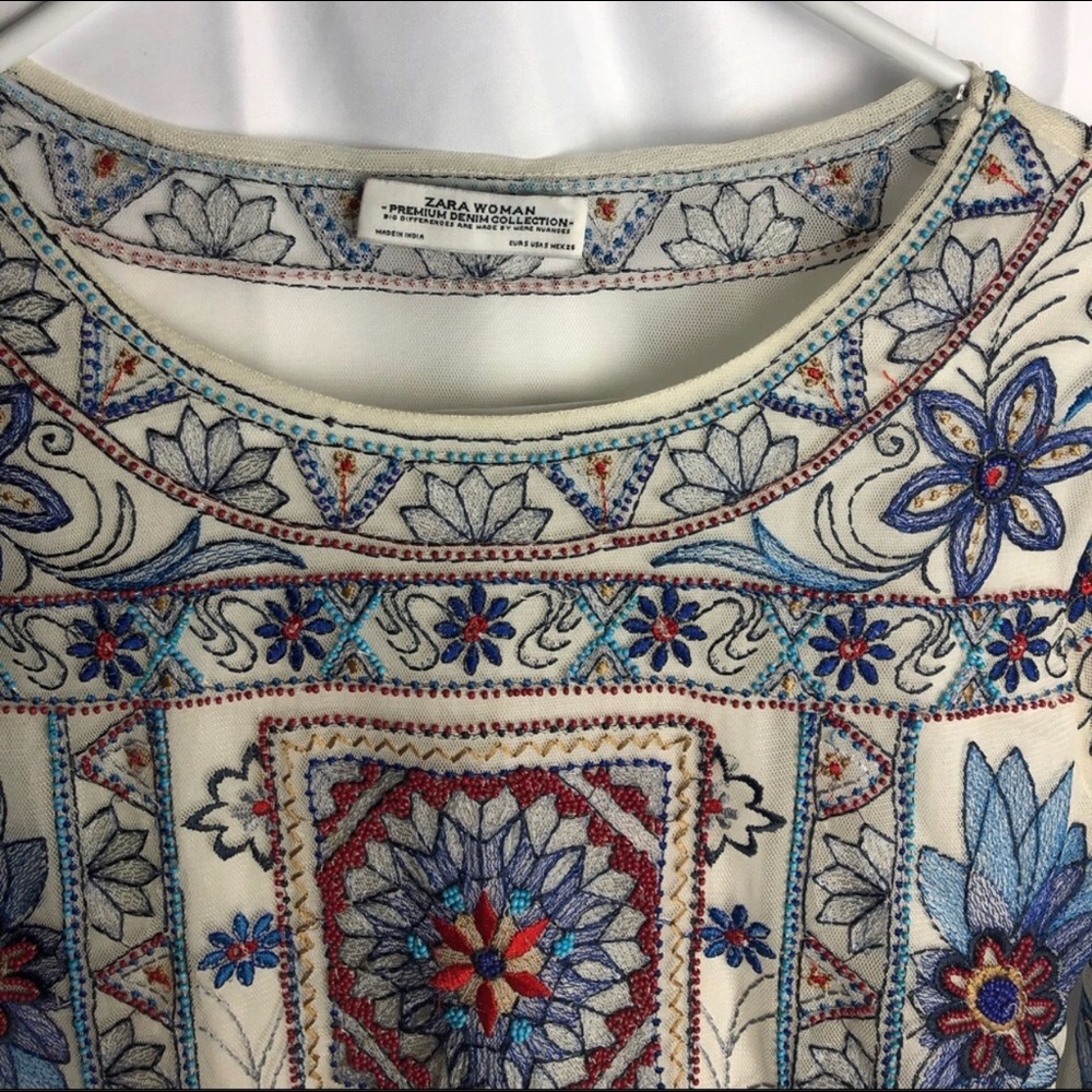 ZARA embroidered and beaded top